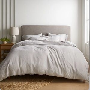 Quince 5 pcs European Linen Duvet Cover Set in Light Grey